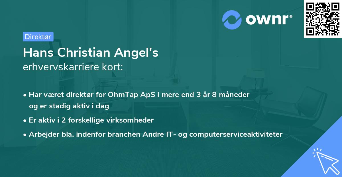 Hans Christian Angel's erhvervskarriere kort