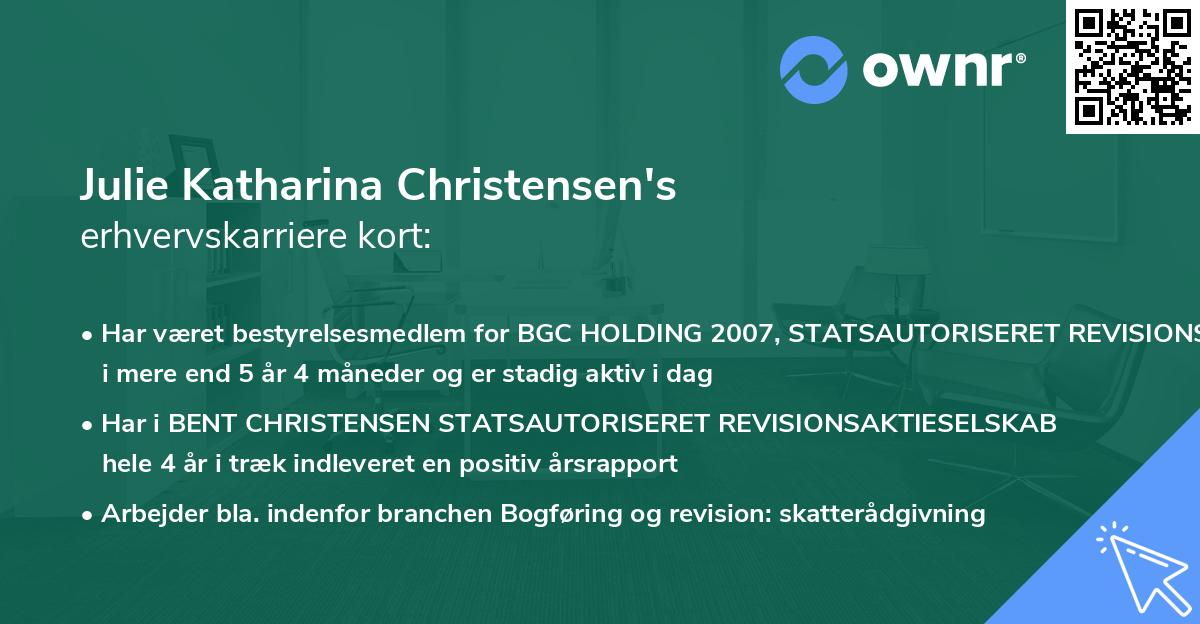 Julie Katharina Christensen's erhvervskarriere kort