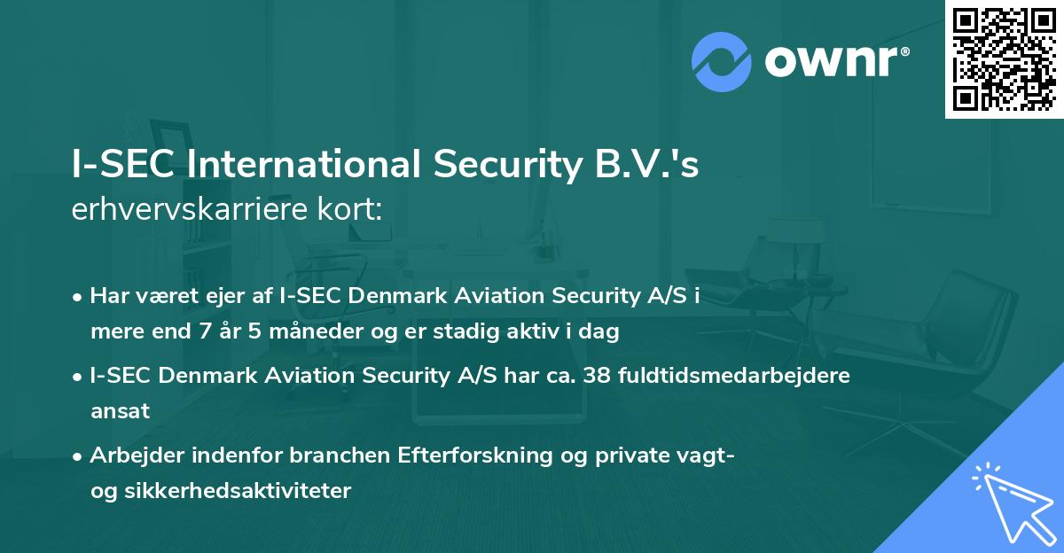 I-SEC International Security B.V.'s erhvervskarriere kort