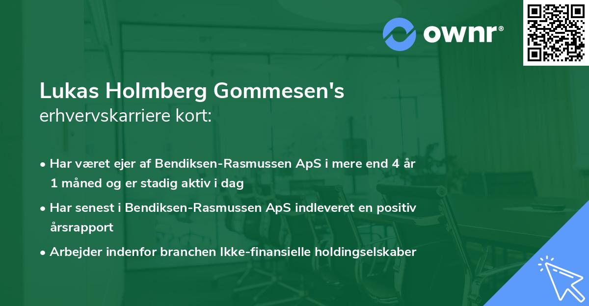 Lukas Holmberg Gommesen's erhvervskarriere kort