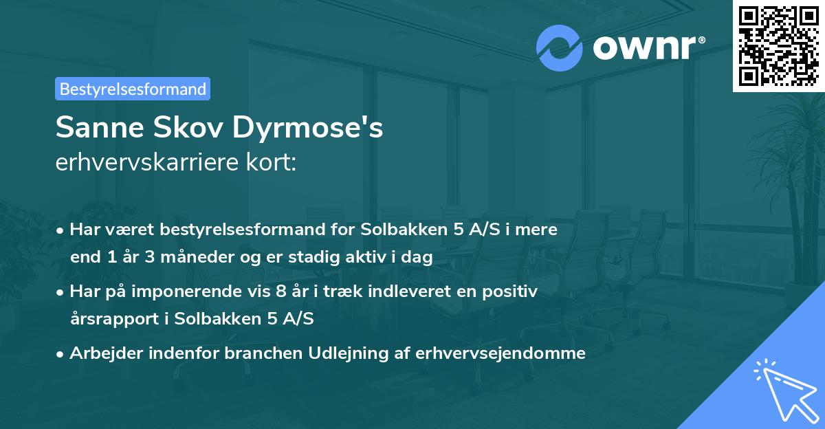 Sanne Skov Dyrmose's erhvervskarriere kort