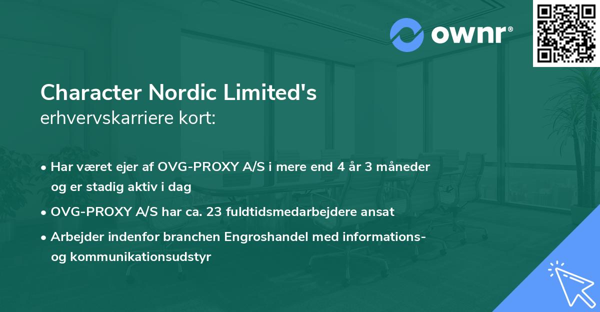 Character Nordic Limited's erhvervskarriere kort