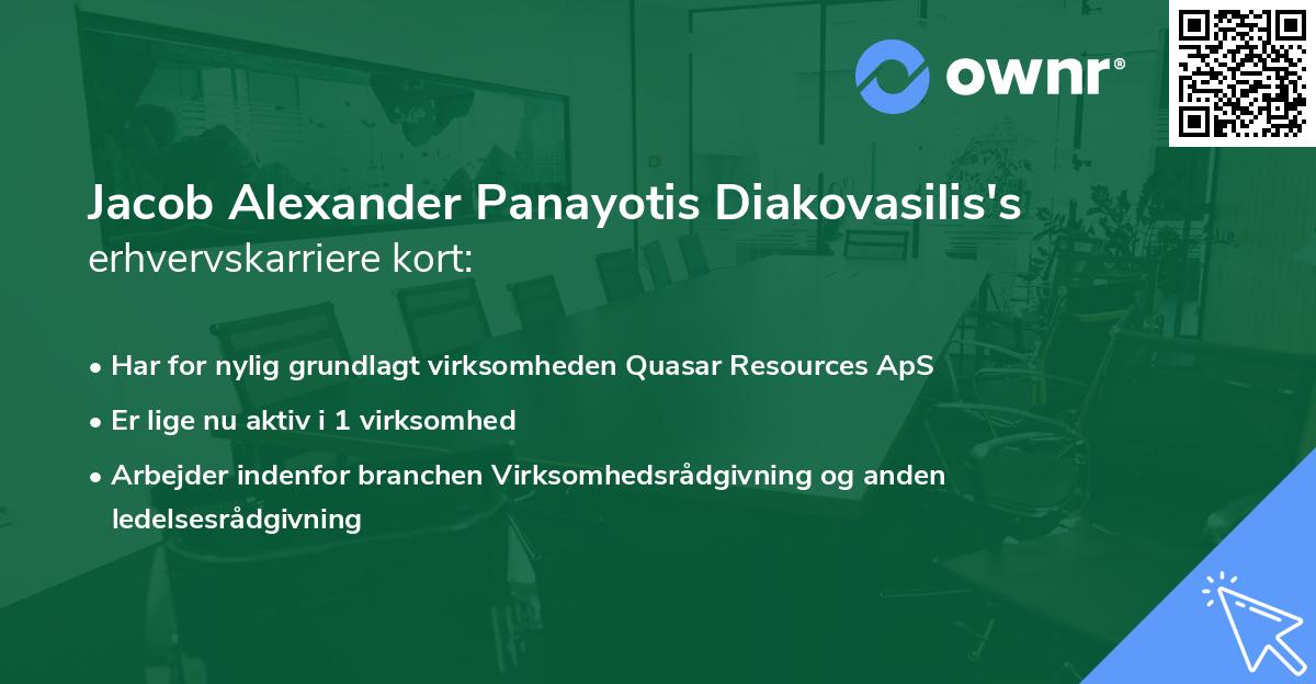 Jacob Alexander Panayotis Diakovasilis's erhvervskarriere kort