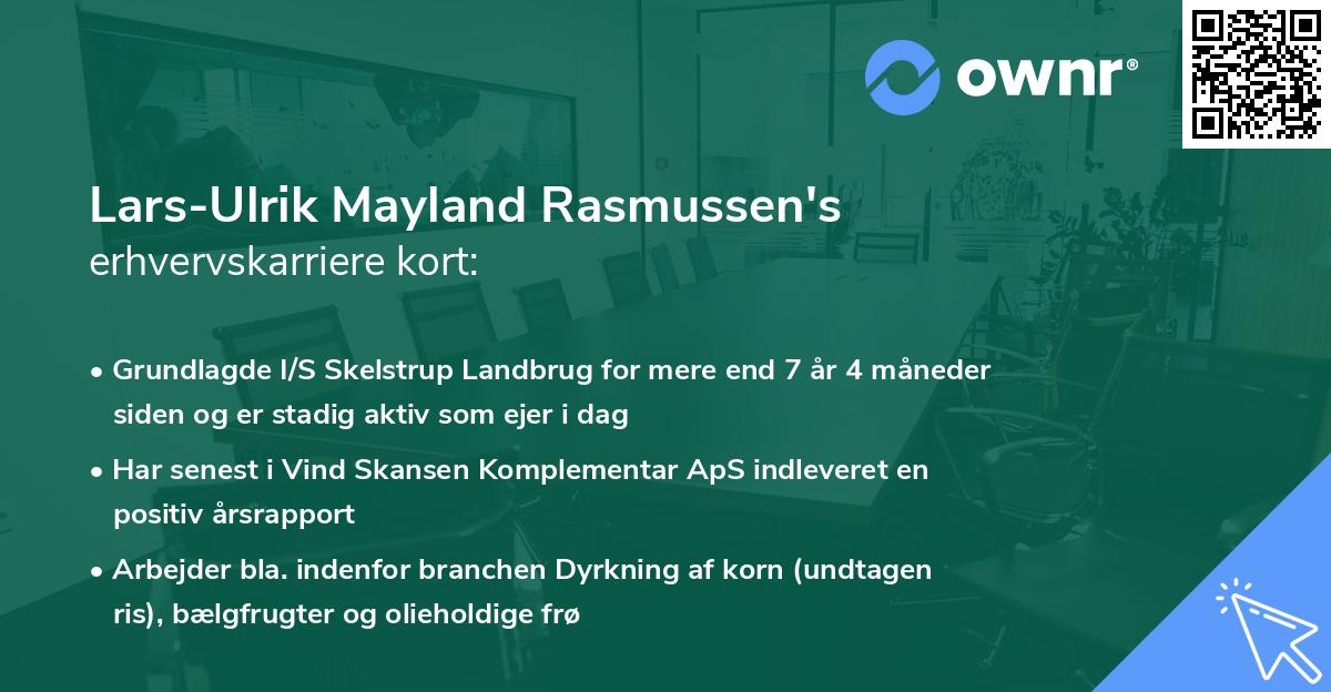 Lars-Ulrik Mayland Rasmussen's erhvervskarriere kort