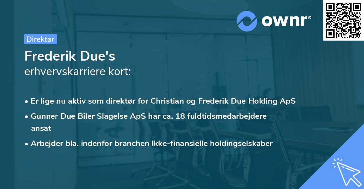 Frederik Due's erhvervskarriere kort