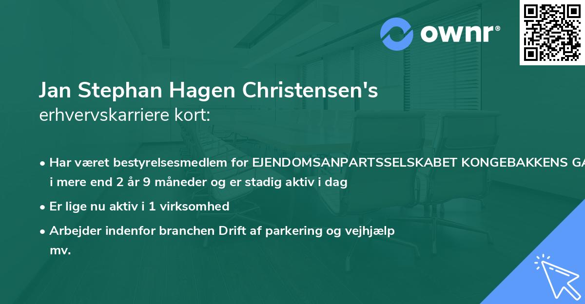 Jan Stephan Hagen Christensen's erhvervskarriere kort