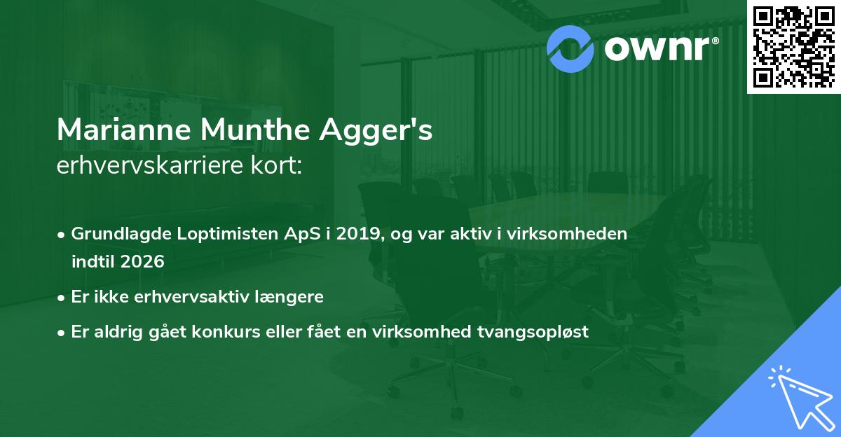 Marianne Munthe Agger's erhvervskarriere kort