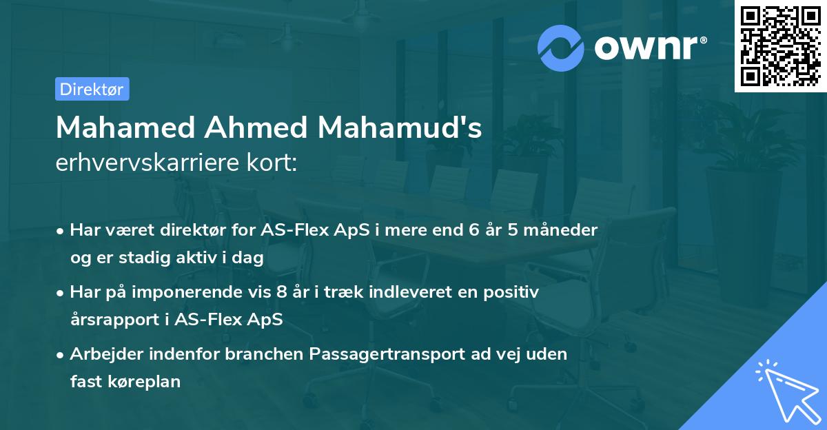 Mahamed Ahmed Mahamud's erhvervskarriere kort