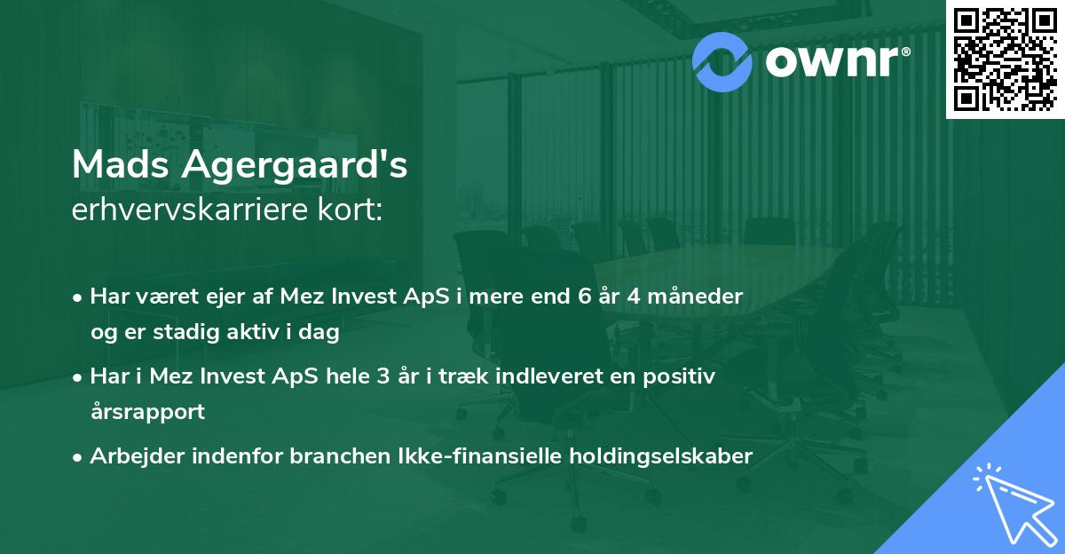 Mads Agergaard's erhvervskarriere kort