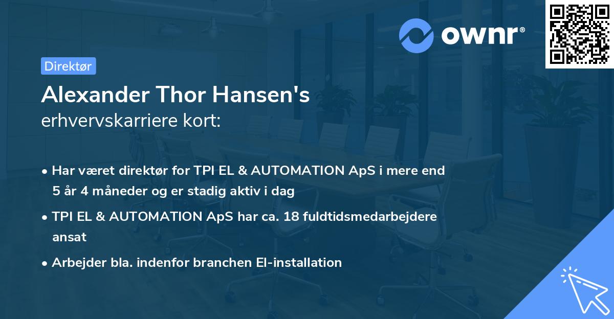 Alexander Thor Hansen's erhvervskarriere kort
