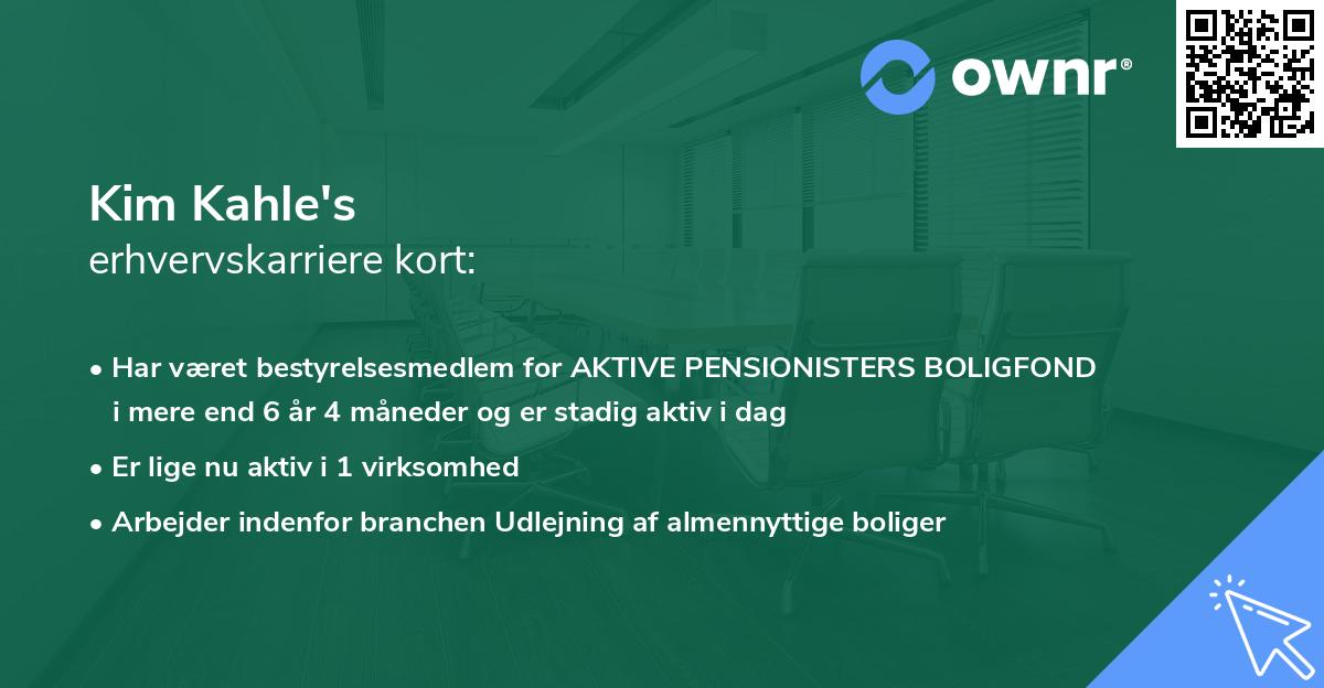 Kim Kahle's erhvervskarriere kort