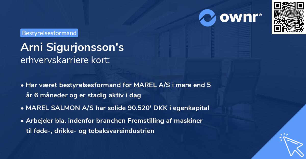 Arni Sigurjonsson's erhvervskarriere kort