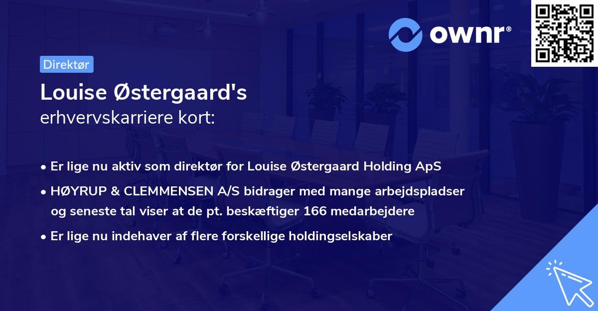 Louise Østergaard's erhvervskarriere kort