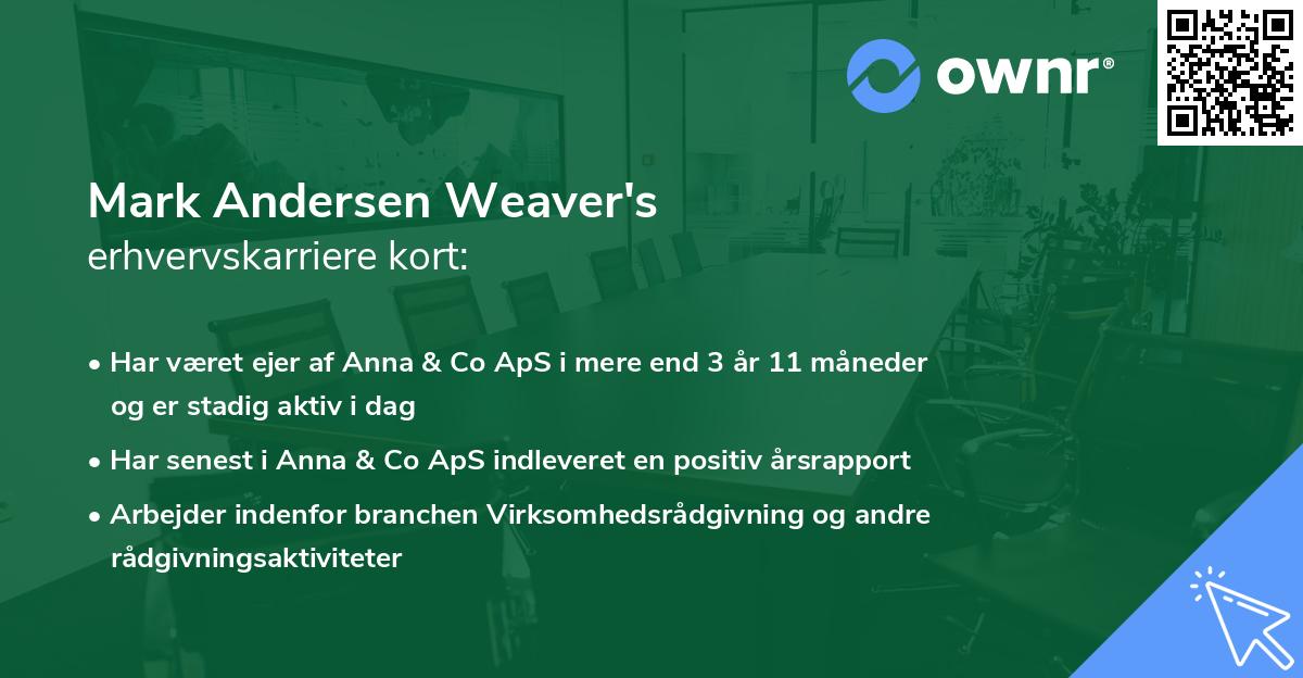 Mark Andersen Weaver's erhvervskarriere kort