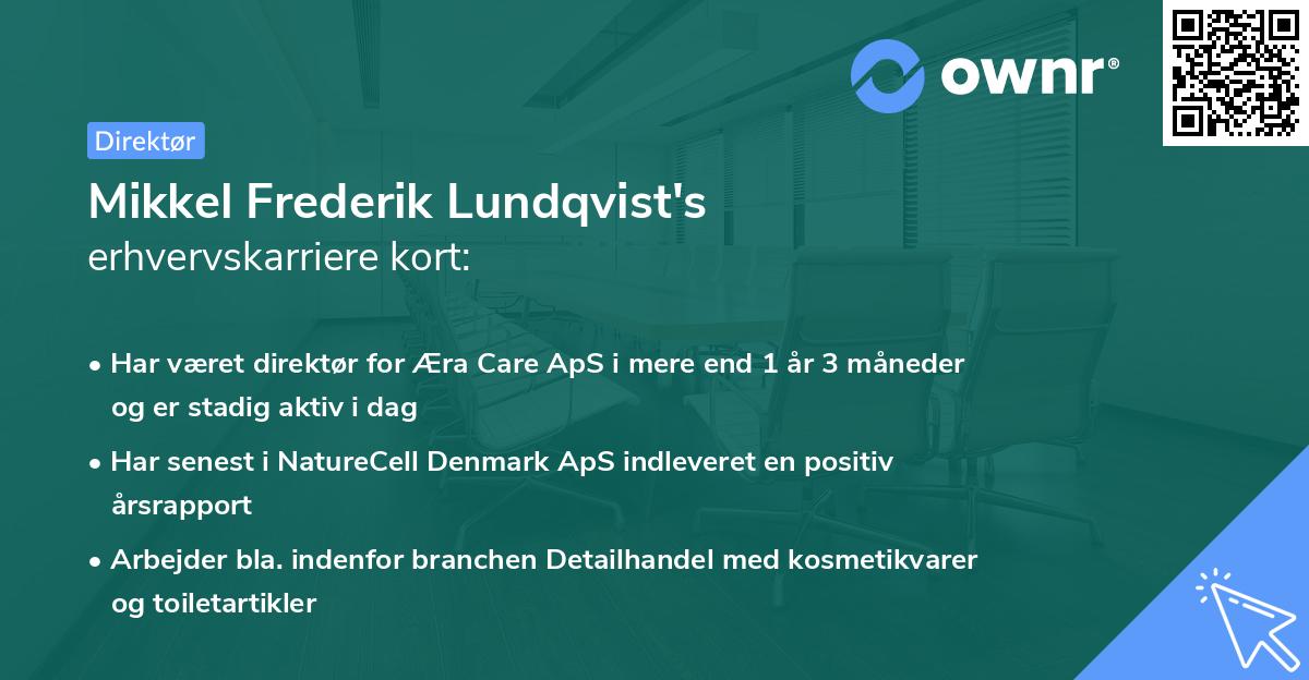 Mikkel Frederik Lundqvist's erhvervskarriere kort