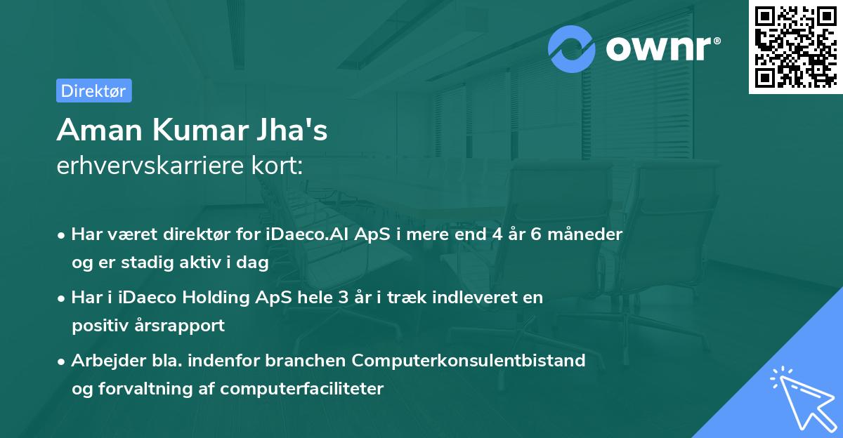 Aman Kumar Jha's erhvervskarriere kort