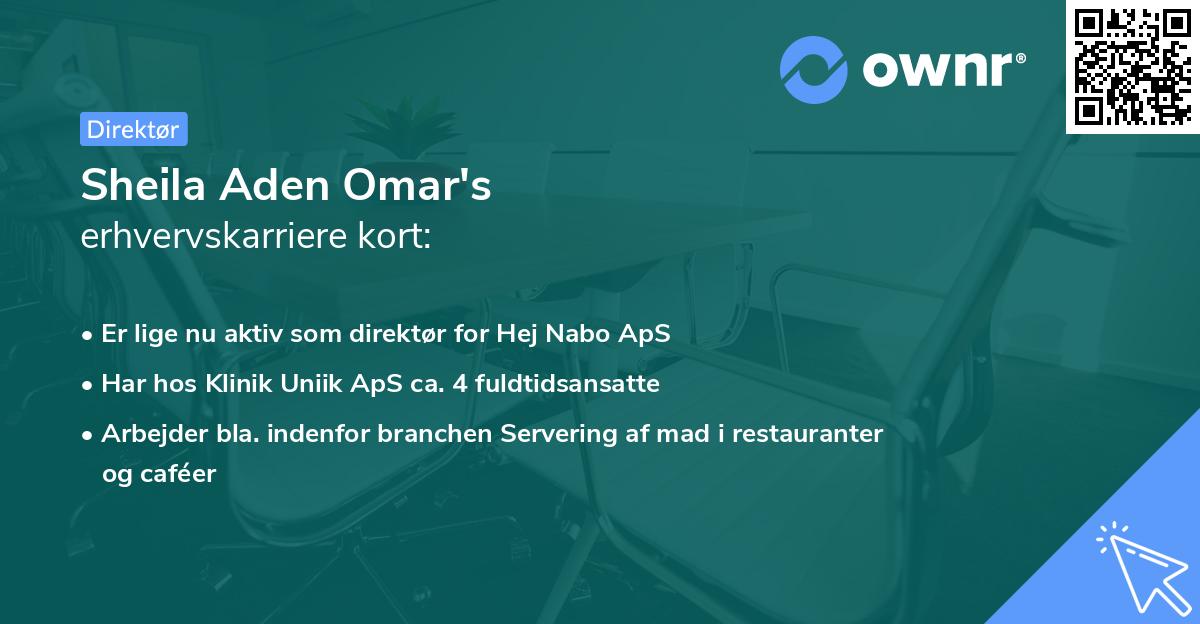 Sheila Aden Omar's erhvervskarriere kort