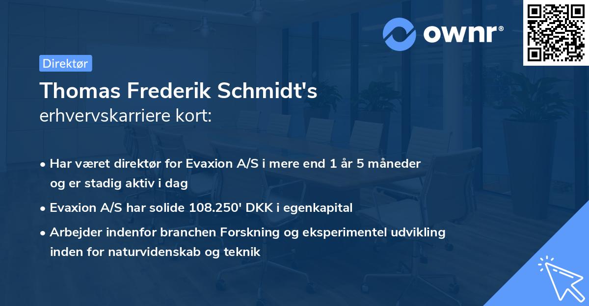 Thomas Frederik Schmidt's erhvervskarriere kort