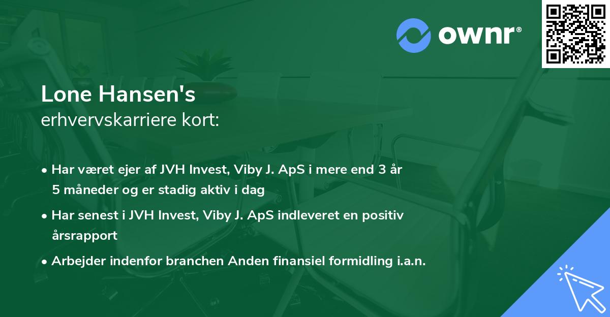 Lone Hansen's erhvervskarriere kort