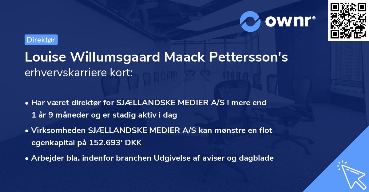 Louise Willumsgaard Maack Pettersson's erhvervskarriere kort