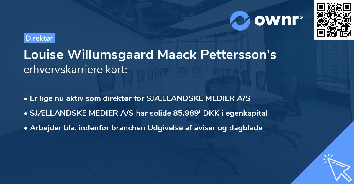 Louise Willumsgaard Maack Pettersson's erhvervskarriere kort