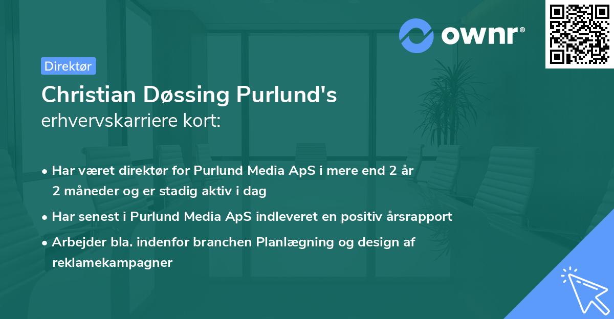 Christian Døssing Purlund's erhvervskarriere kort