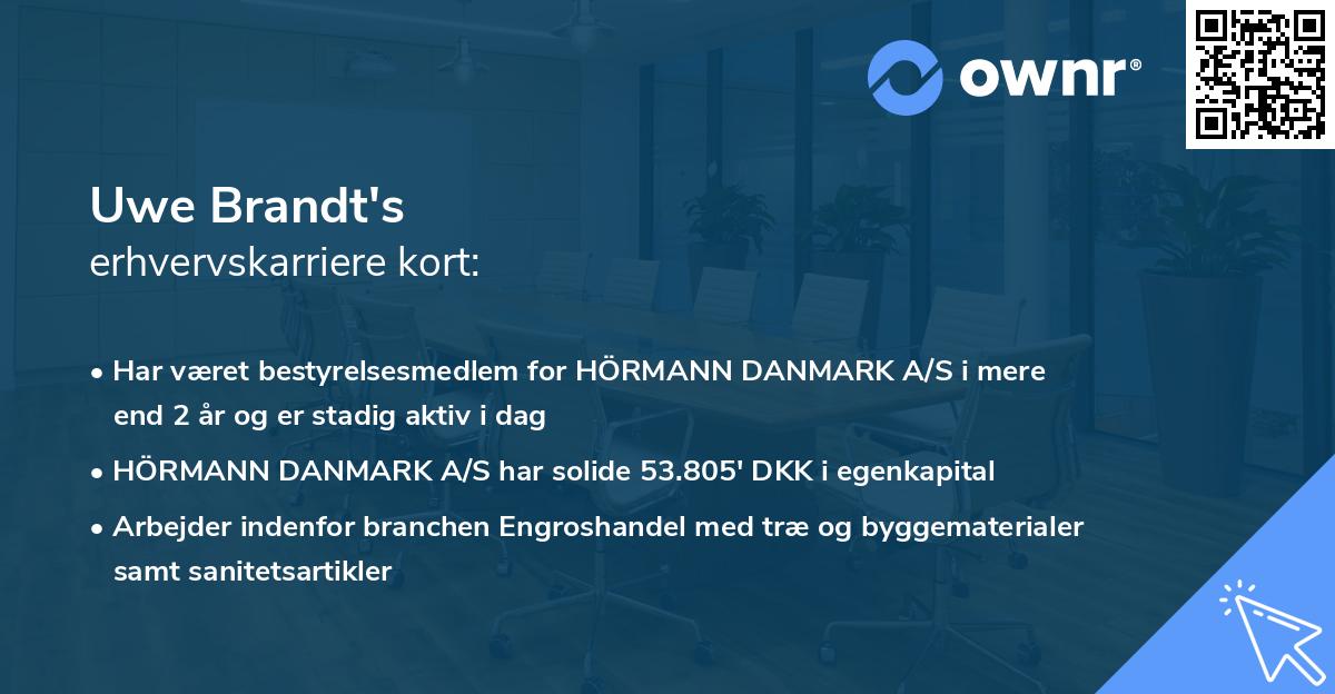 Uwe Brandt's erhvervskarriere kort