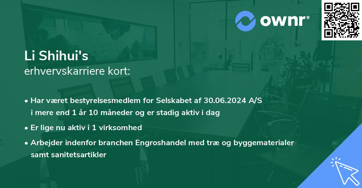 Li Shihui's erhvervskarriere kort