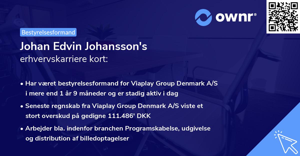 Johan Edvin Johansson's erhvervskarriere kort