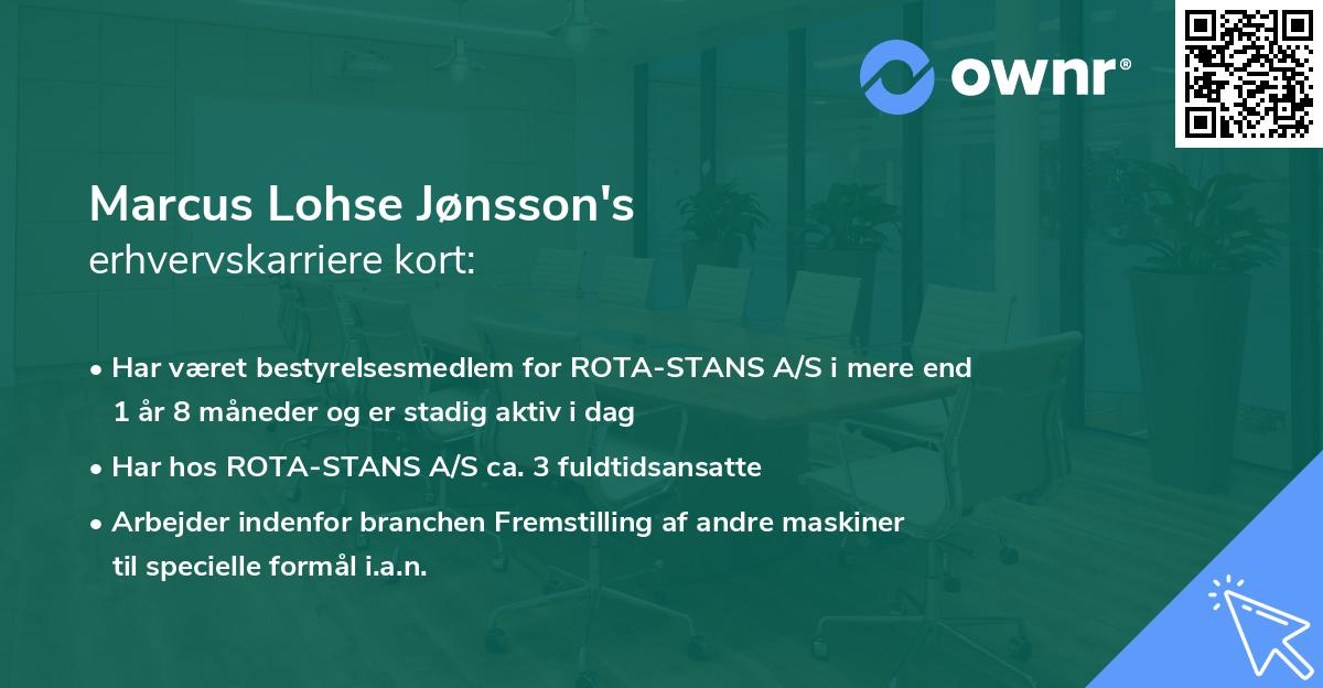 Marcus Lohse Jønsson's erhvervskarriere kort