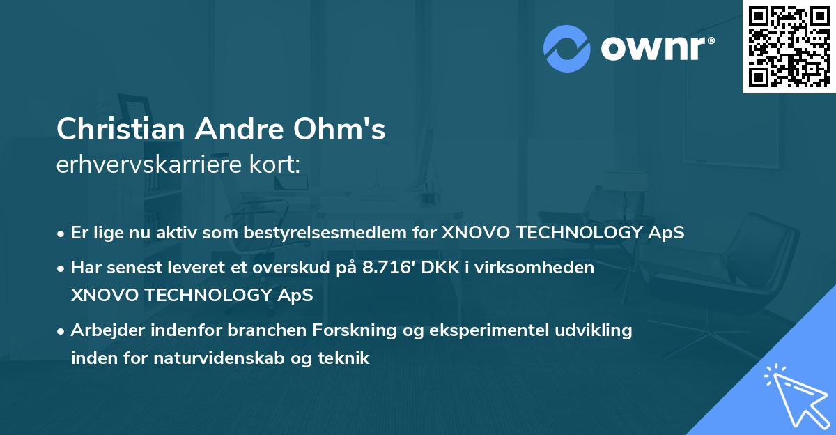 Christian Andre Ohm's erhvervskarriere kort