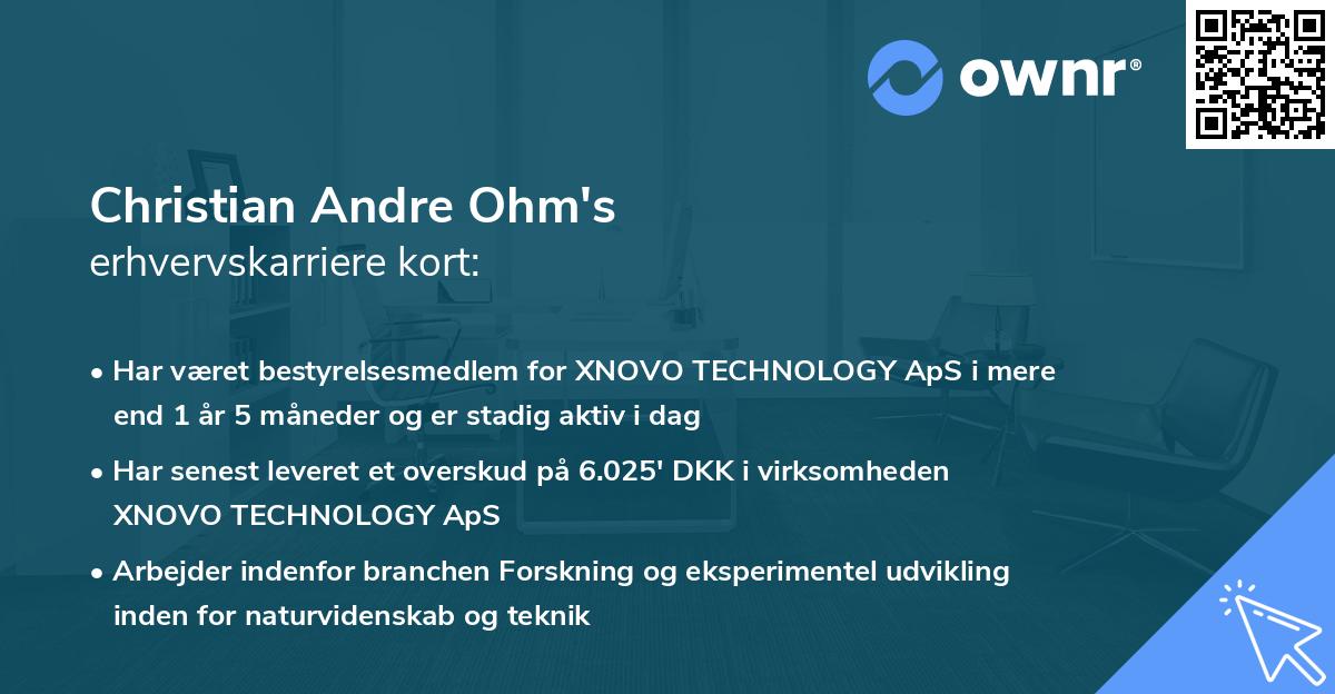 Christian Andre Ohm's erhvervskarriere kort