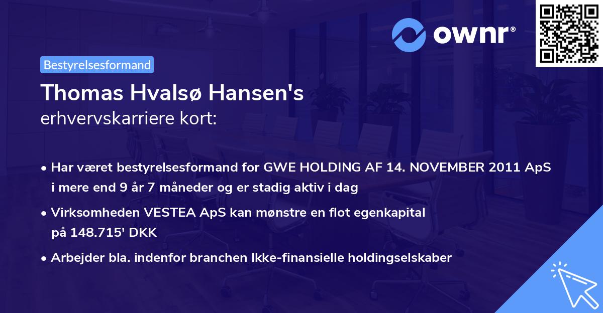 Thomas Hvalsø Hansen's erhvervskarriere kort