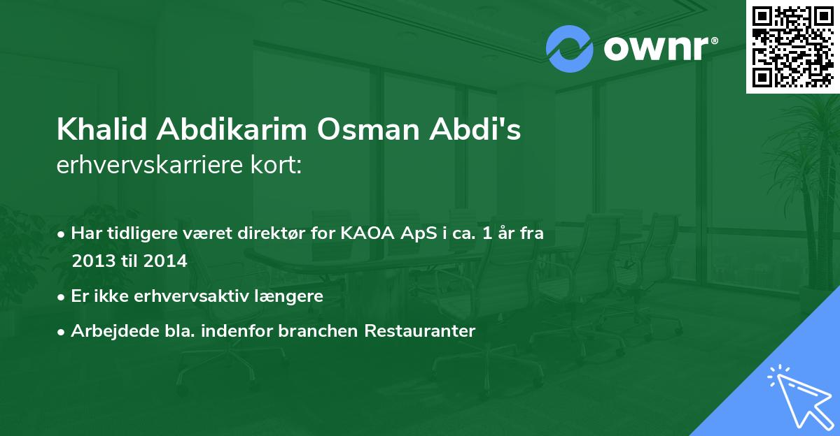 Khalid Abdikarim Osman Abdi's erhvervskarriere kort