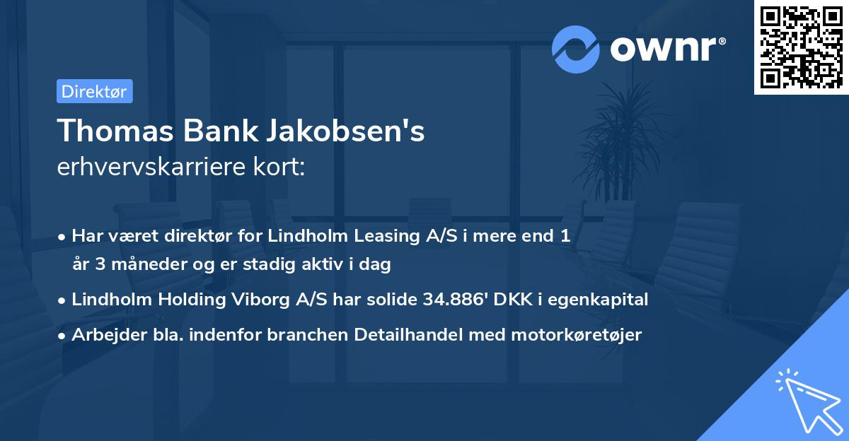 Thomas Bank Jakobsen's erhvervskarriere kort