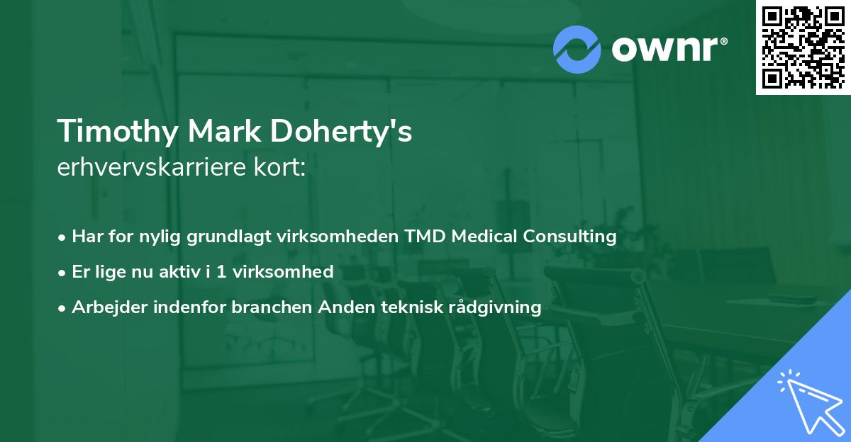 Timothy Mark Doherty's erhvervskarriere kort