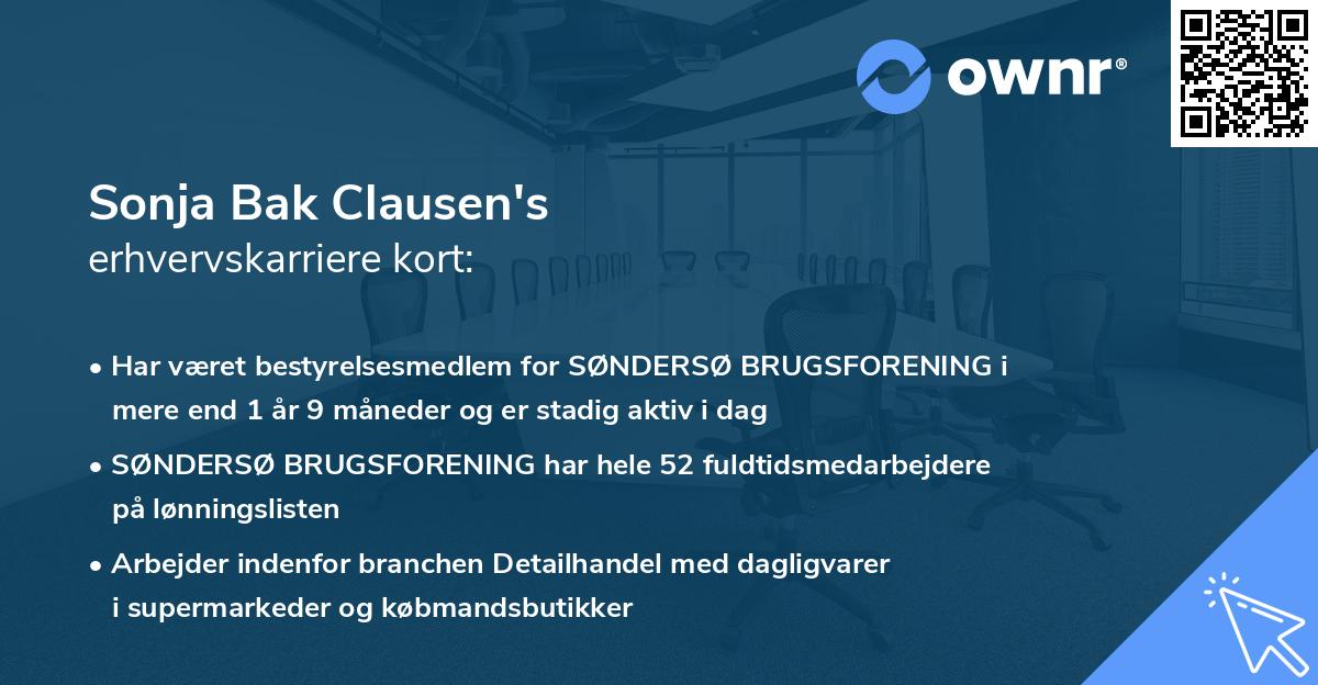 Sonja Bak Clausen's erhvervskarriere kort