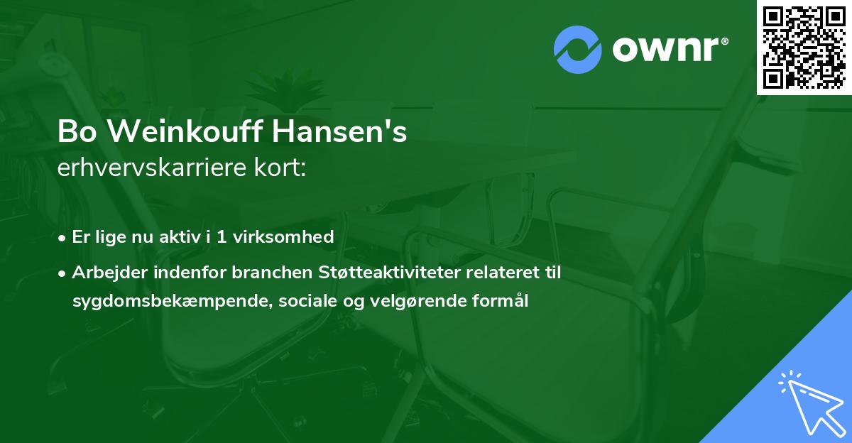 Bo Weinkouff Hansen's erhvervskarriere kort