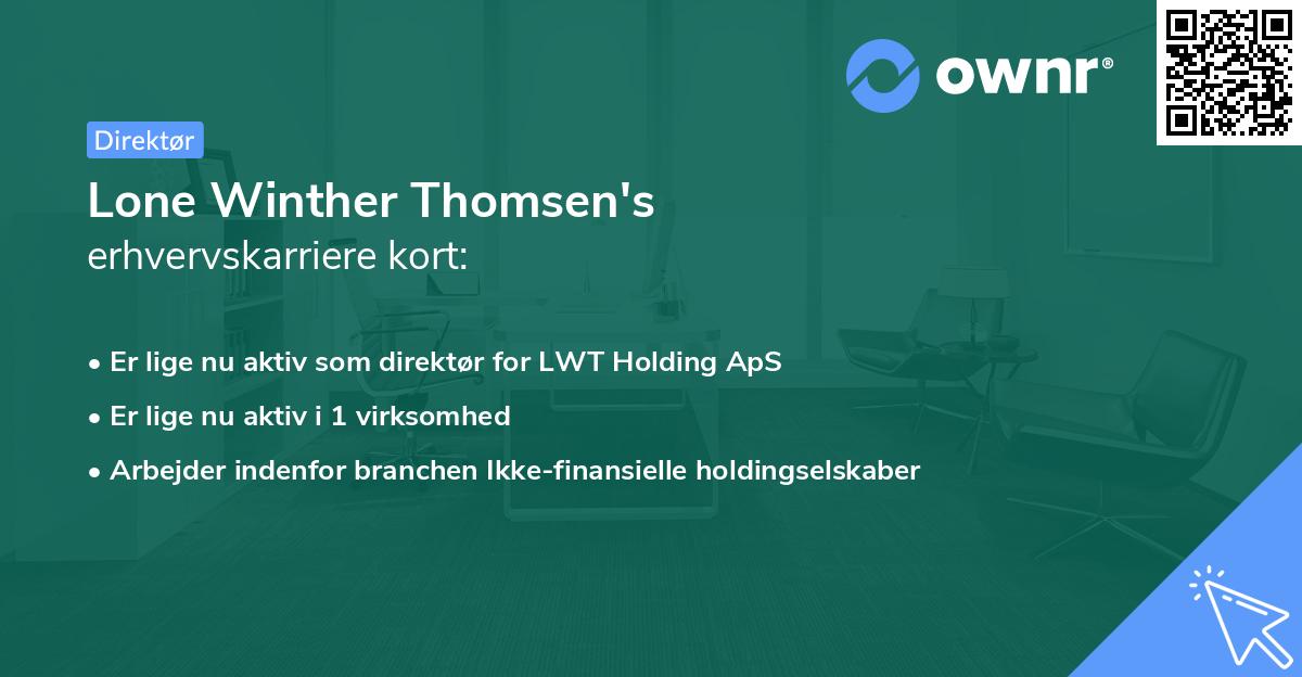 Lone Winther Thomsen's erhvervskarriere kort