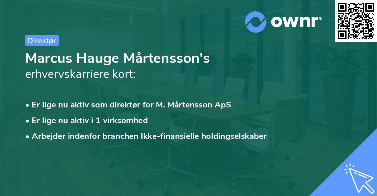 Marcus Hauge Mårtensson's erhvervskarriere kort