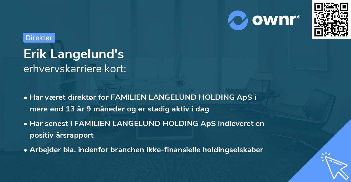 Erik Langelund's erhvervskarriere kort