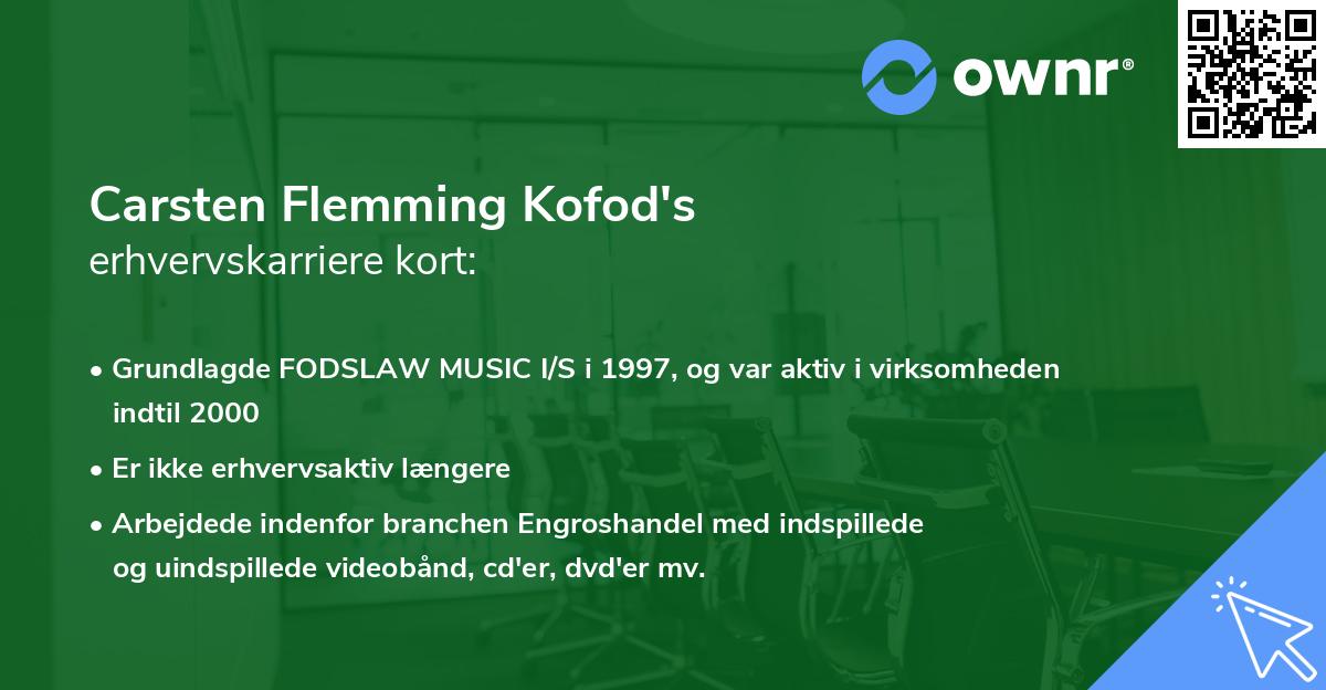 Carsten Flemming Kofod's erhvervskarriere kort