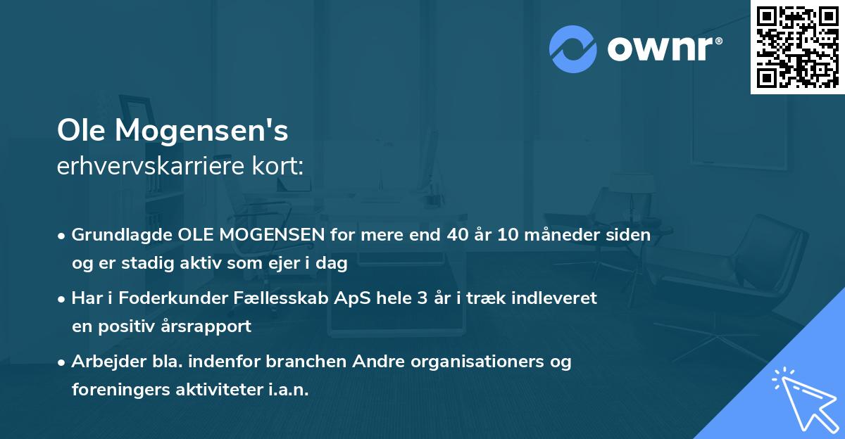 Ole Mogensen's erhvervskarriere kort