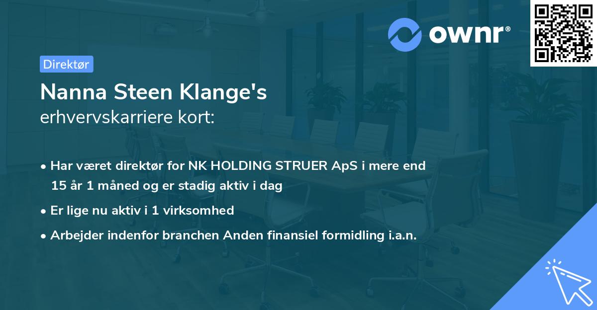 Nanna Steen Klange's erhvervskarriere kort