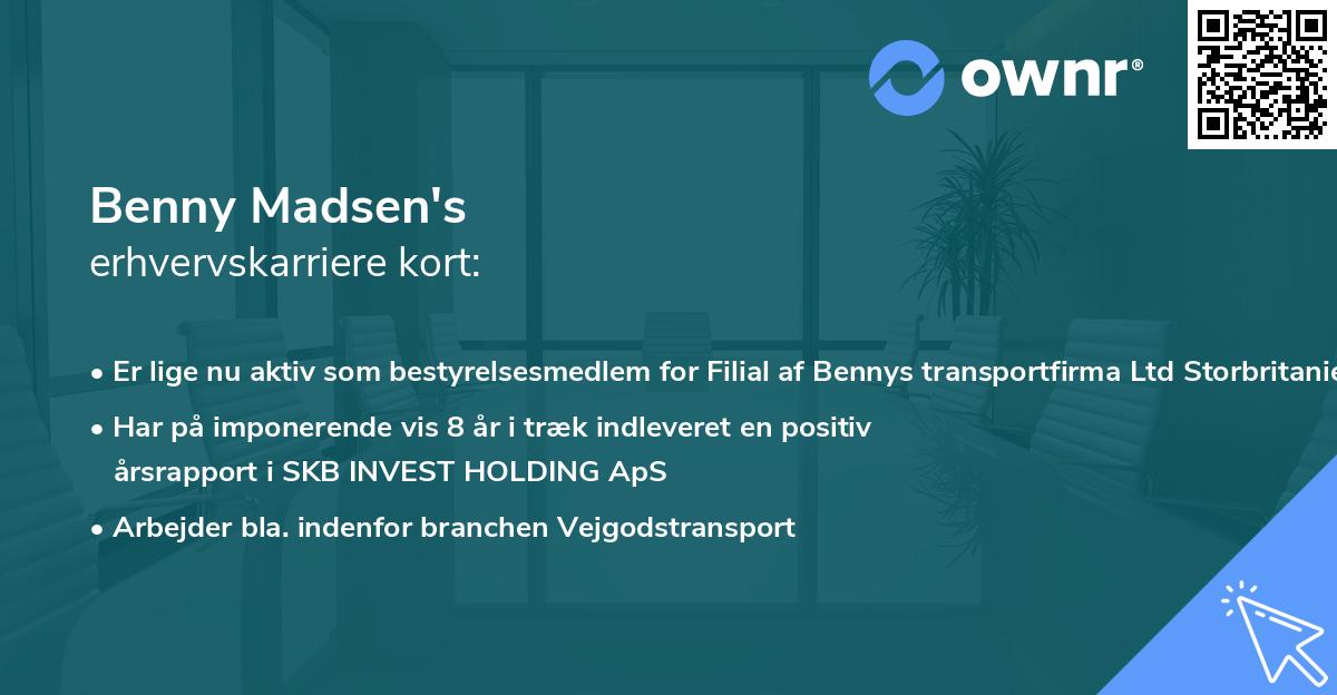Benny Madsen's erhvervskarriere kort