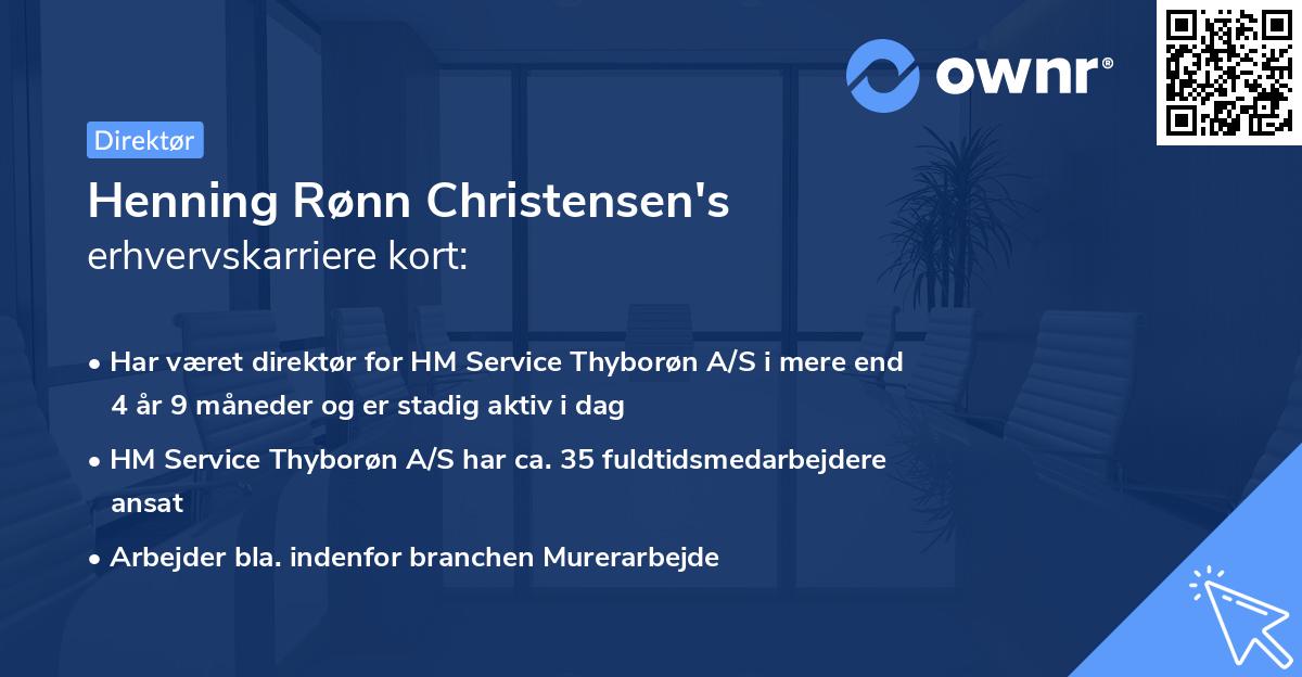 Henning Rønn Christensen's erhvervskarriere kort