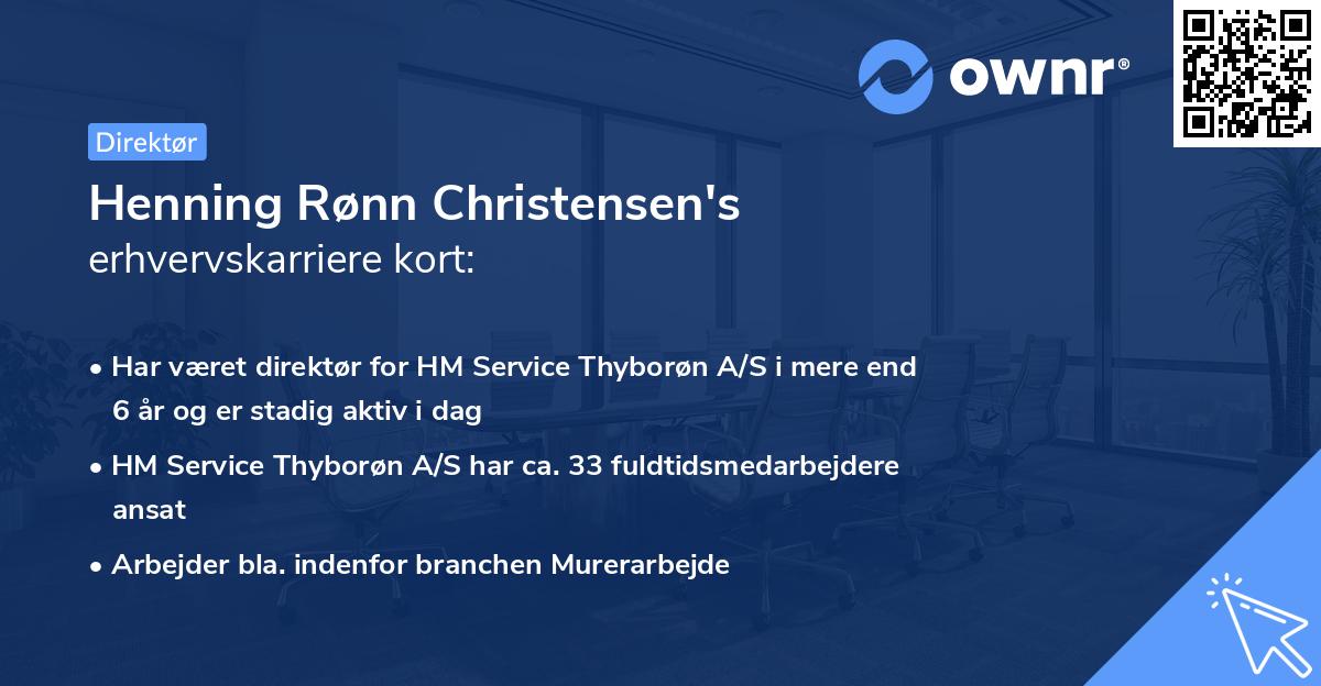 Henning Rønn Christensen's erhvervskarriere kort