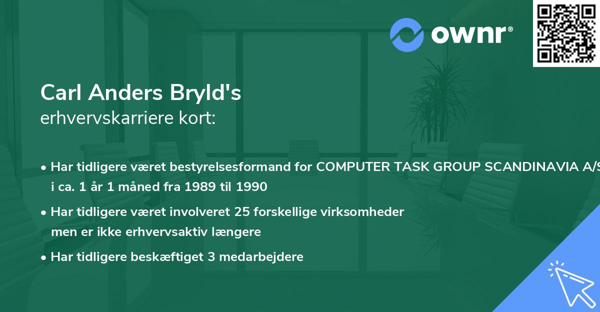 Carl Anders Bryld's erhvervskarriere kort