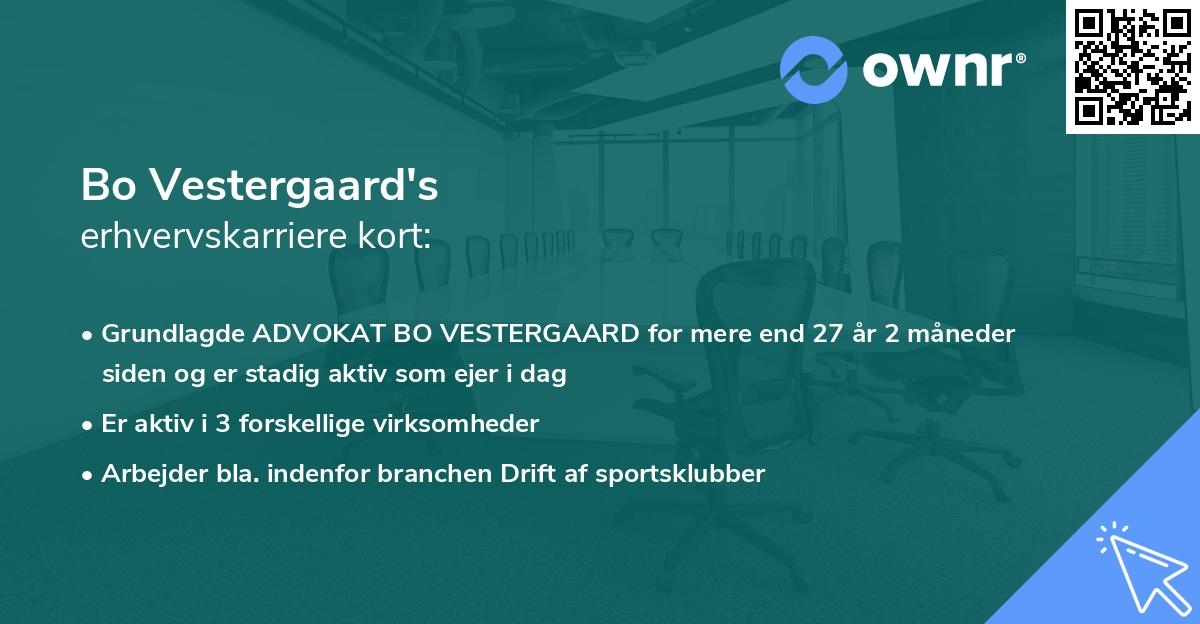 Bo Vestergaard's erhvervskarriere kort