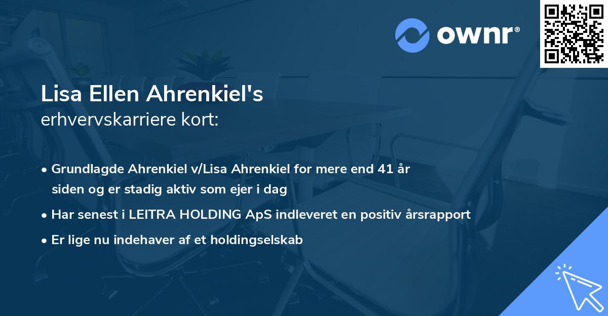 Lisa Ellen Ahrenkiel's erhvervskarriere kort